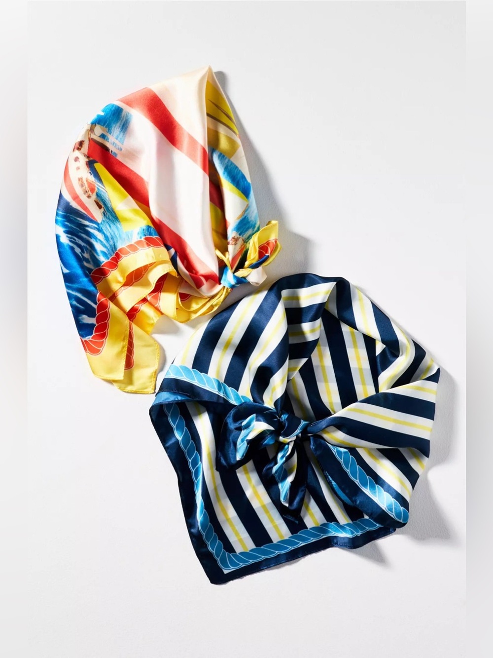 NWT Anthropologie Celandine Patterned Hair Scarves, Set of 2, Boat & Stripe